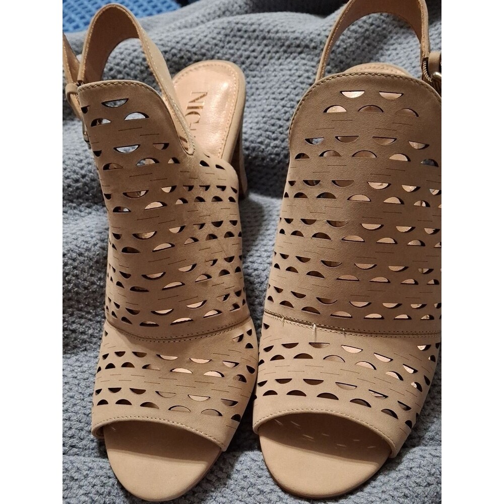 NIC+ZOE Taupe Cutout Slingback Block Heel Sandals